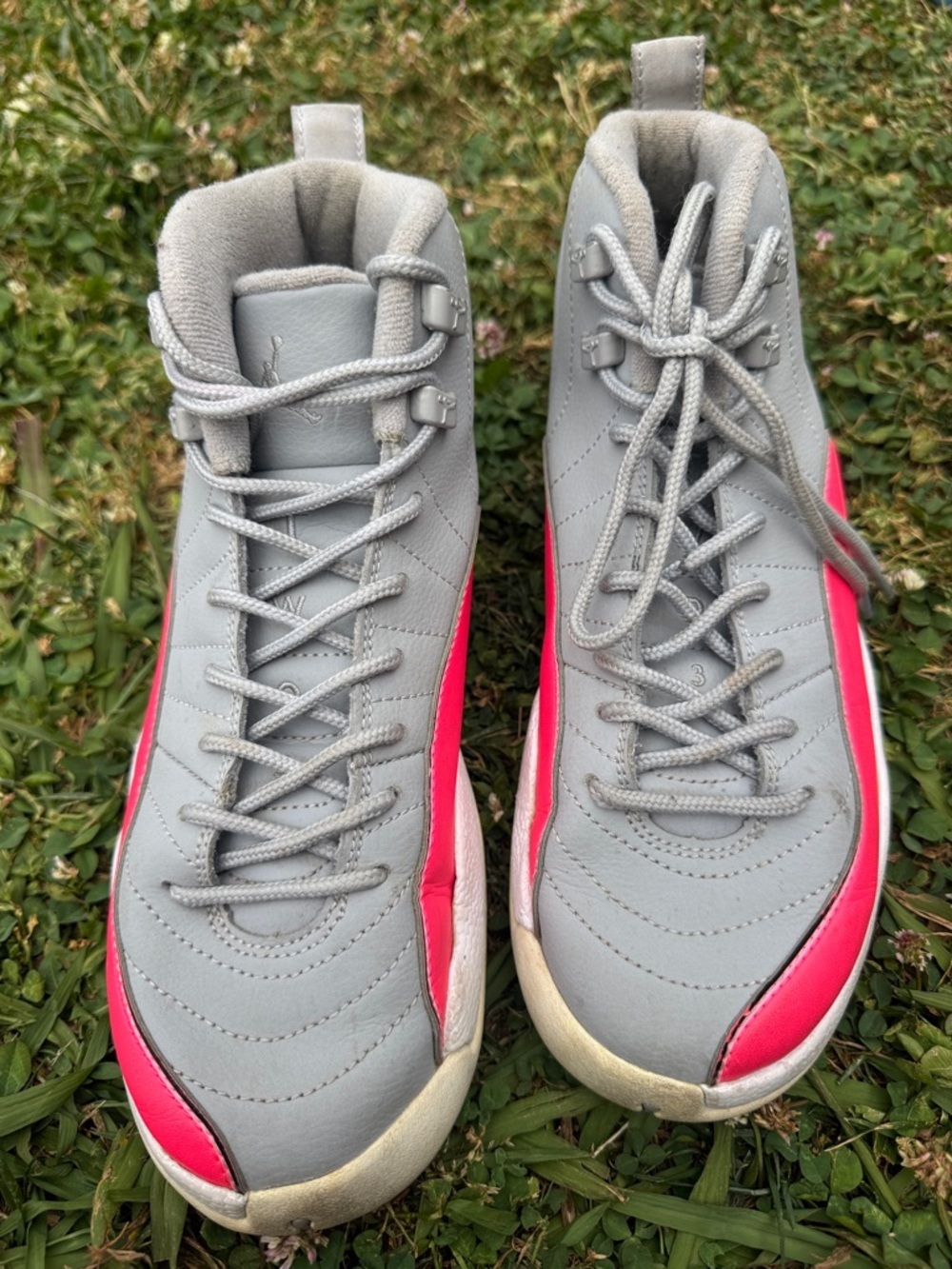 Jordan Women’s Gray and Hot Pink High-Top Sneakers